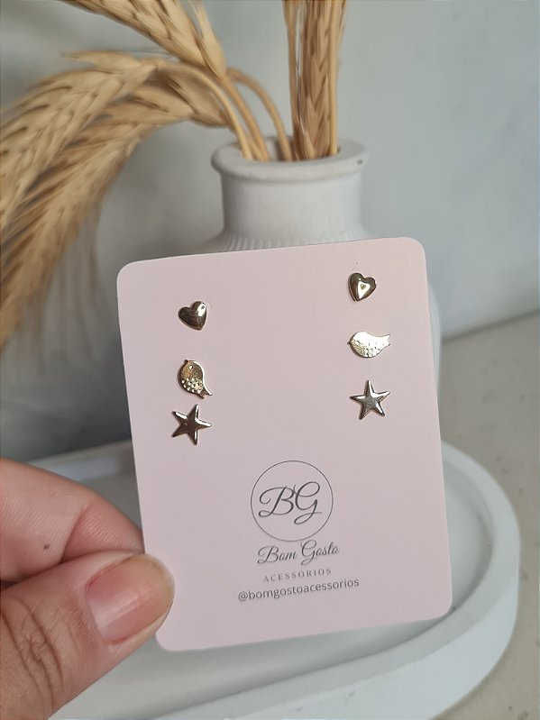 Trio infantil dourado