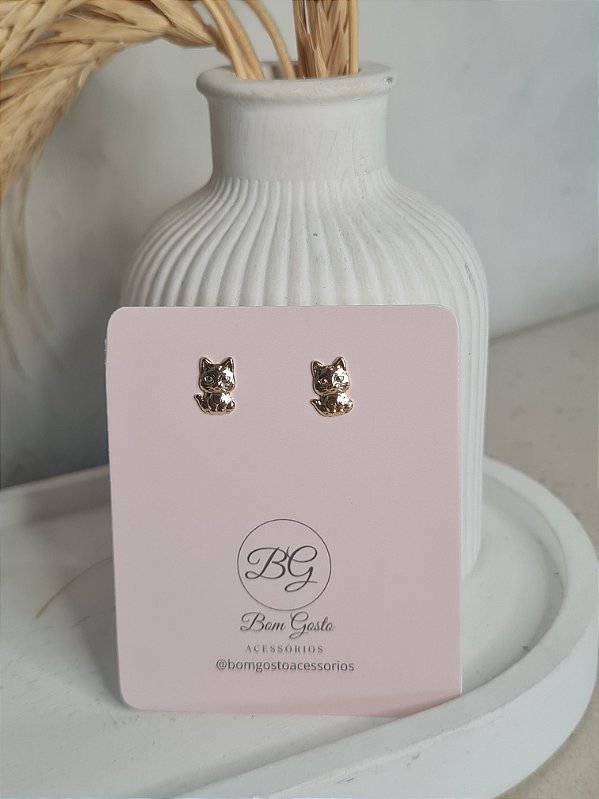 Brinco de gatinho dourado