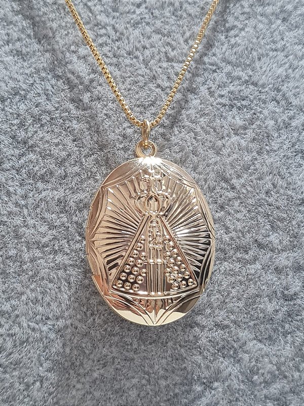 Relicário Nossa Senhora banhado a ouro