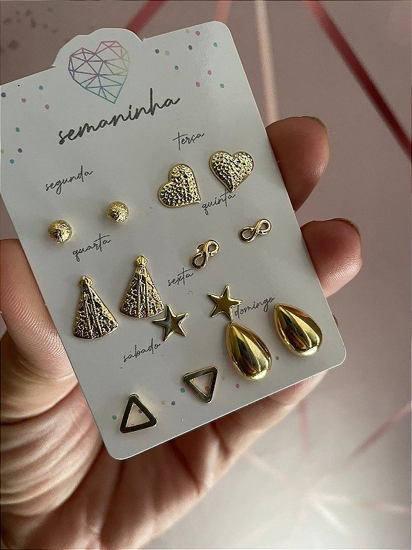 Kit brincos Semaninha dourado 01