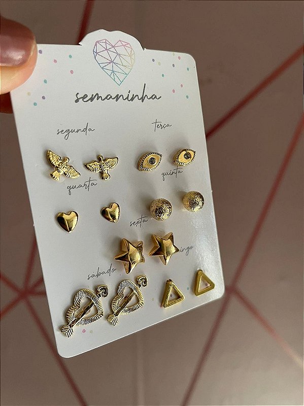 Kit brincos Semaninha dourado 03