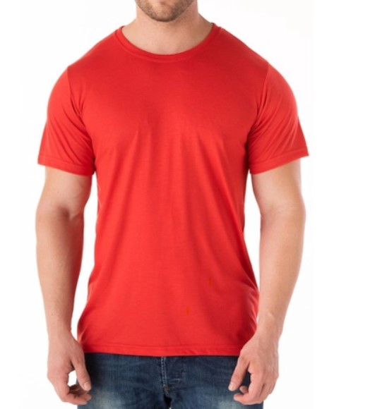 Camiseta vermelha de Poliéster para Sublimação Gola Redonda Adulto GG