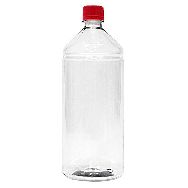 Frasco Transparente Cristal com Tampa Vermelha 1 Litro