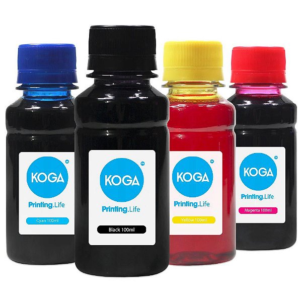 Kit 4 Tintas para Canon G7010 CMYK 100ml Koga