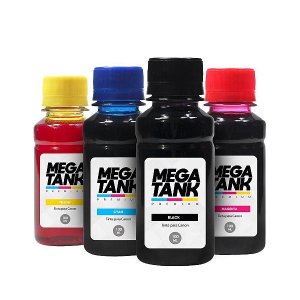 Kit 4 Tintas para Canon G6011 CMYK 100ml Mega Tank