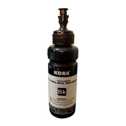 Tinta Refil Kora Bulk Ink HP Vivera Corante BK 100ML P.C