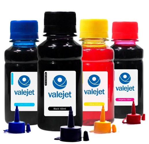 Kit 4 Tintas Epson L6270 Black Pigmentada Coloridas Corante 100ml Valejet