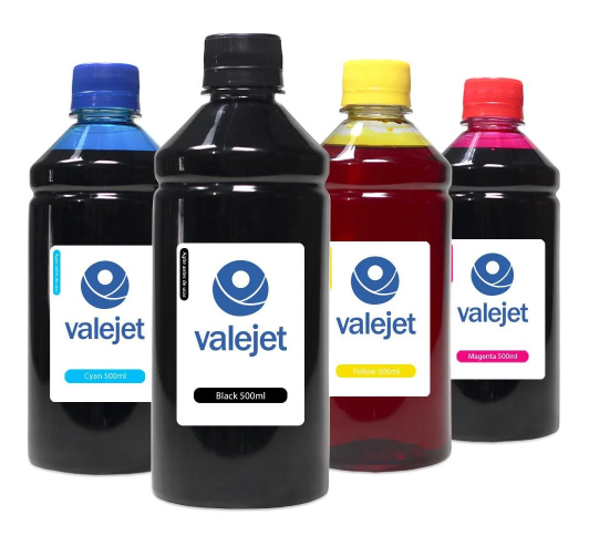 Kit 4 Tintas para Epson L6270 Valejet Black Pigmentada | Coloridas Corante 500ml