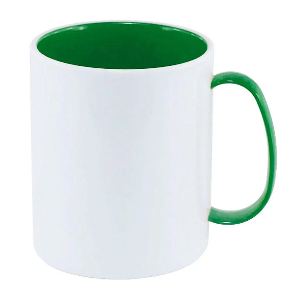 Caneca para Sublimação Branco com Alça e Interior Verde