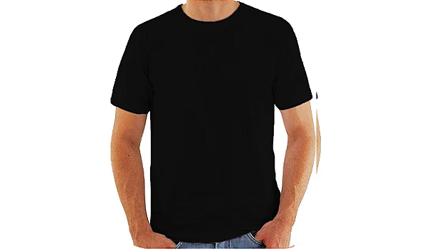 Camiseta preta de Poliéster para Sublimação Gola Redonda Adulto G