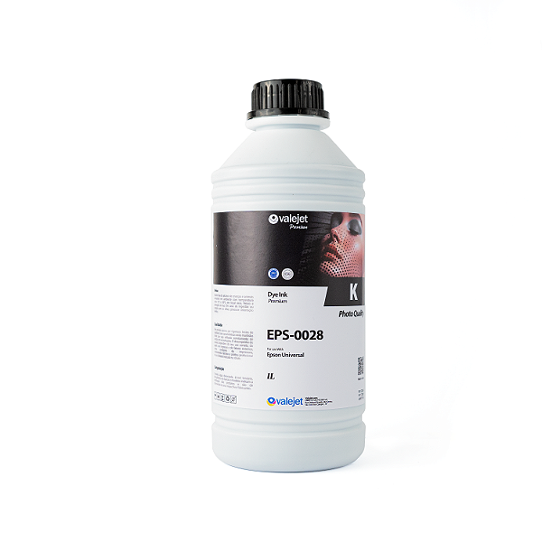 Tinta Corante Importada para Epson Valejet Premium Black 1 Litro