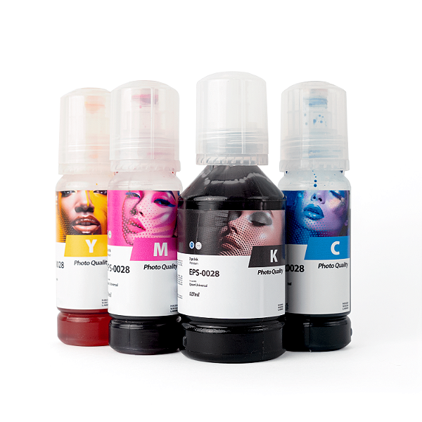 Kit 4 Refis Epson T504 L3150 L5190 Black 127 CMY 70ml