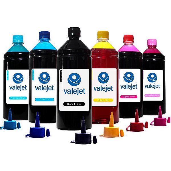 Kit 6 Tinta para Epson Universal Valejet 1 Litro