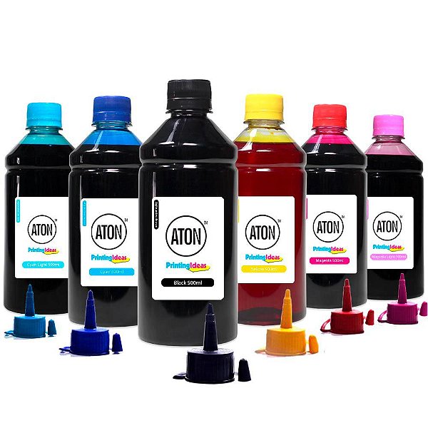 Kit 6 Tintas L800 para Epson Bulk Ink High Definition ATON CMYK 500ml