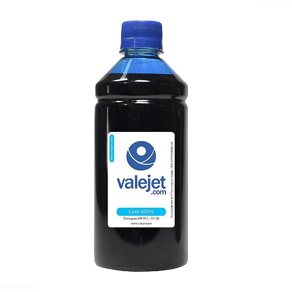 Tinta para Cartucho HP 951 | 951XL Cyan 500ml Corante Valejet