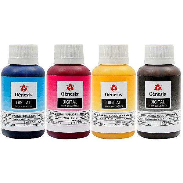 Kit 4 Tintas Sublimáticas Gênesis para Epson L355 | L200 CMYK 100ml