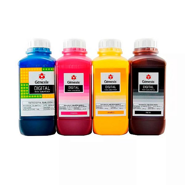 Kit 4 TINTA SUBLIMÁTICA GÊNESIS para Epson L375 EcoTank CMYK 1 Litro