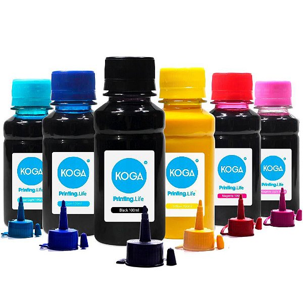 Kit 6 Tintas para Epson L800 Sublimática Ecotank CMYK 100ml Koga