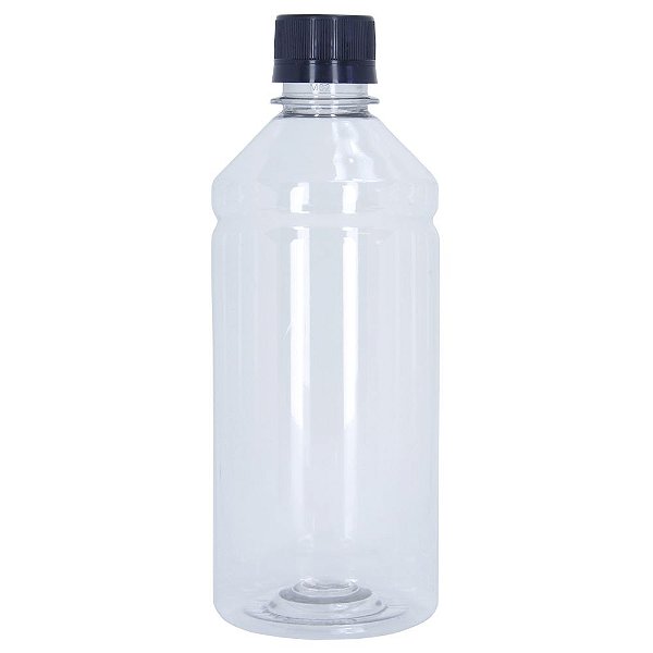 Frasco Transparente Cristal com Tampa Preta 500ml