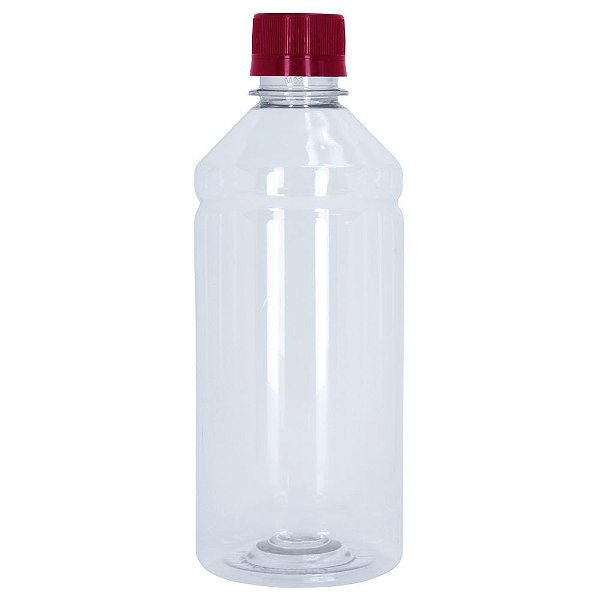 Frasco Transparente Cristal com Tampa Vermelha 500ml