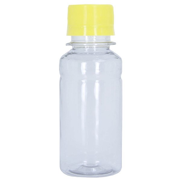 Frasco Transparente Cristal com Tampa Amarela 100ml