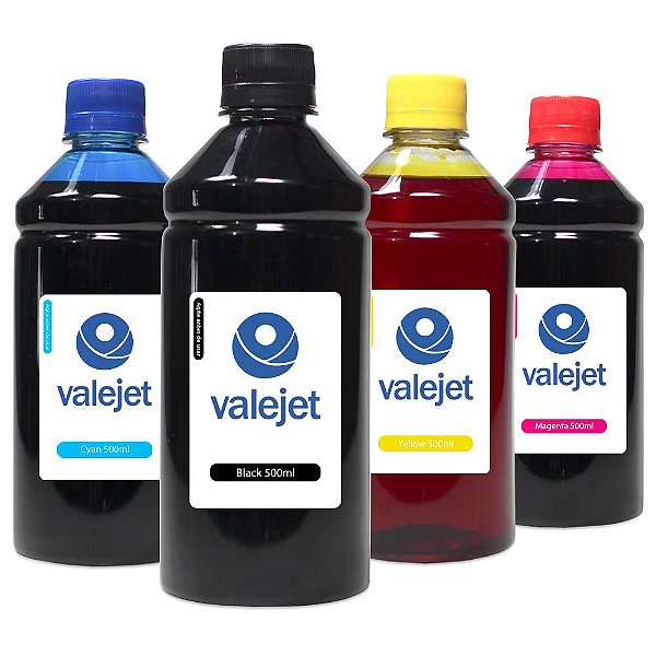 Kit 4 Tintas para Epson L6171 Valejet Black Pigmentada | Coloridas Corante 500ml