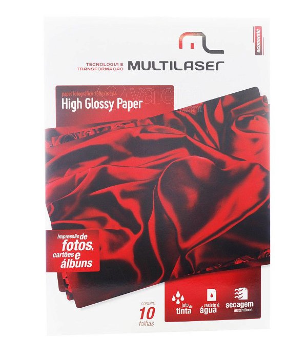 Papel Fotográfico Glossy A4 150g Multilaser 10 Folhas