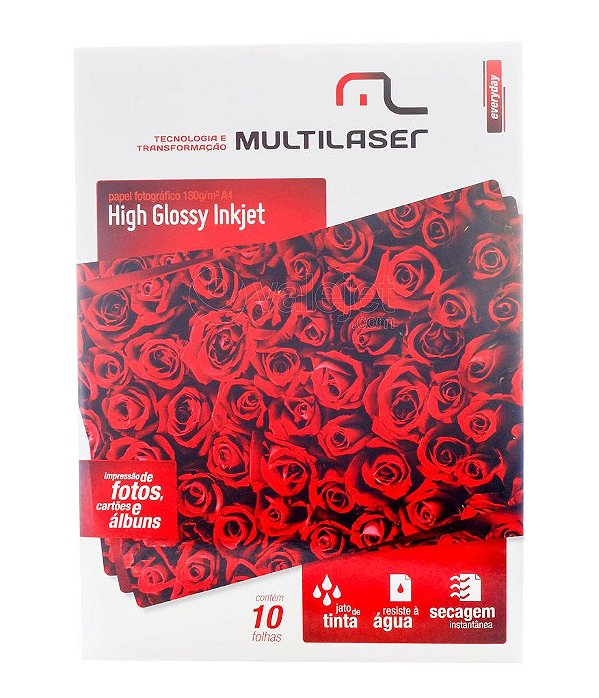 Papel Fotográfico Glossy A4 180g Multilaser 10 Folhas