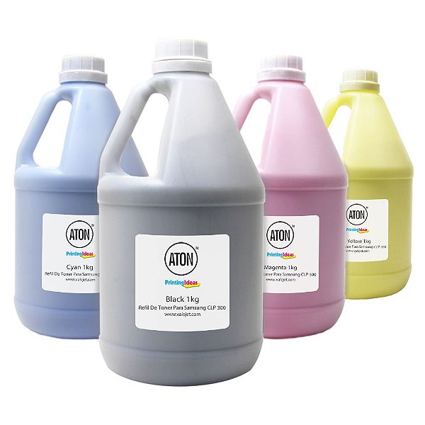 Kit 4 Refil de Toner para Samsung CLP 300 ATON CMYK 1 kg