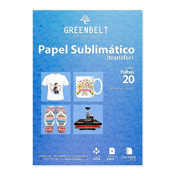 Papel para Sublimação R90 A3 110g - Pacote com 20 folhas Greenbelt