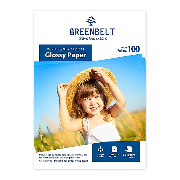 Papel Glossy A4 180g Greenbelt 100 folhas