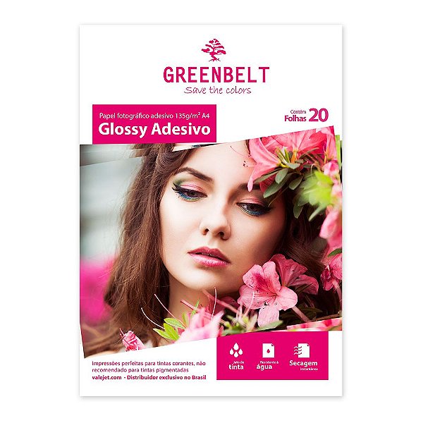 Papel Fotográfico Glossy Adesivo A4 135g Greenbelt 20 folhas