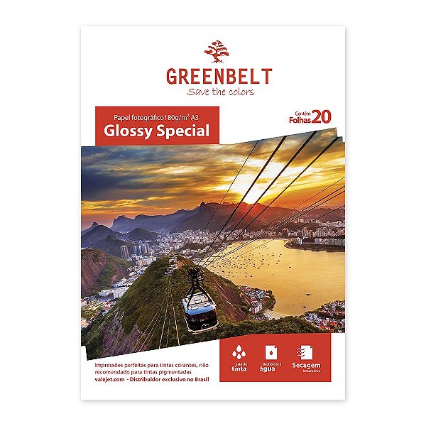 Papel Fotográfico A3 Glossy 180gr Greenbelt 20 folhas