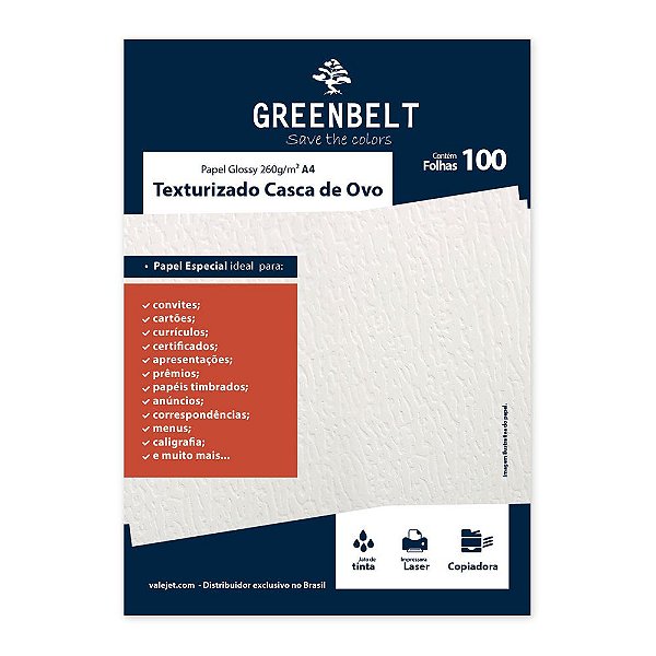 Papel Texturizado Casca de Ovo A4 260g Greenbelt 100 folhas