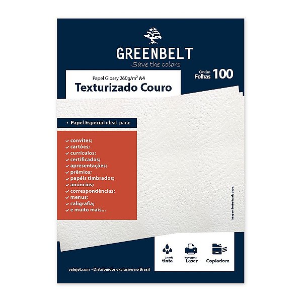 Papel Texturizado Couro A4 260g Greenbelt 100 folhas