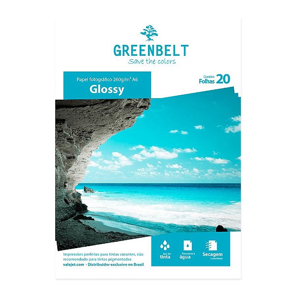 Papel Fotográfico A6 10x15 Glossy 260g Greenbelt 20 folhas