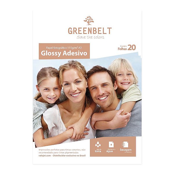 Papel Fotográfico Glossy Adesivo A3 115g Greenbelt 20 folhas