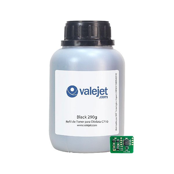 Refil de Toner + Chip para Okidata C710 | 711 Black 290g Valejet