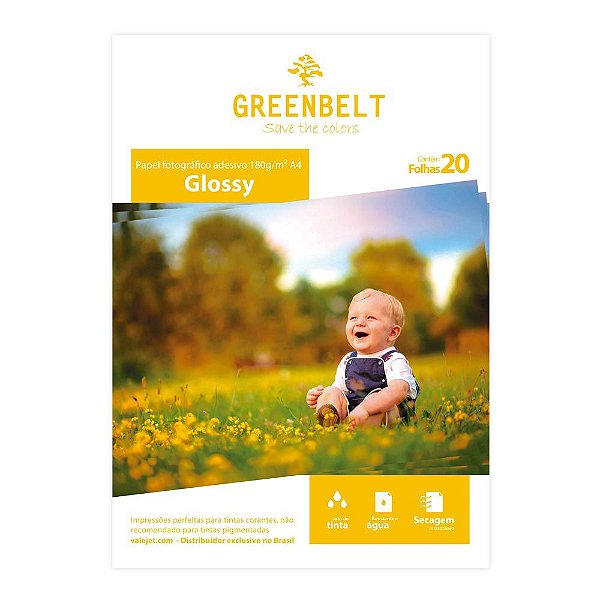 Papel Fotográfico Adesivo Glossy 180g Greenbelt A4 20 Folhas