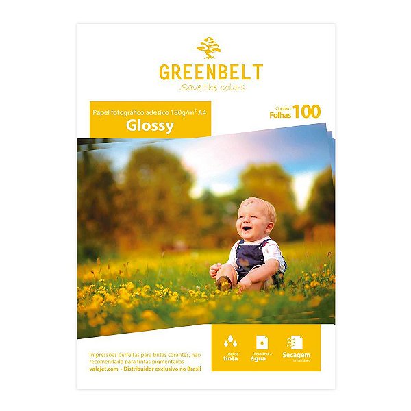 Papel Fotográfico Adesivo Glossy 180g Greenbelt A4 100 Folhas