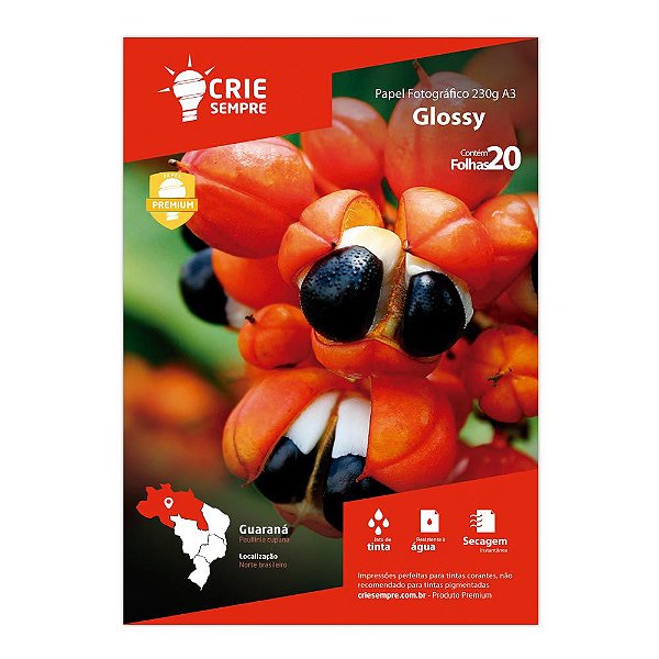 Papel Fotográfico A3 Glossy Brilhante 230g Crie Sempre 20 Folhas