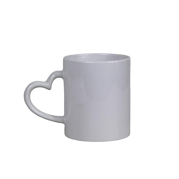 Caneca para Sublimação de Cerâmica Resinada com Alça de Coração