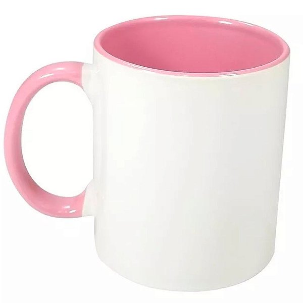 Caneca para Sublimação com Interior e Alça Rosa 325ml