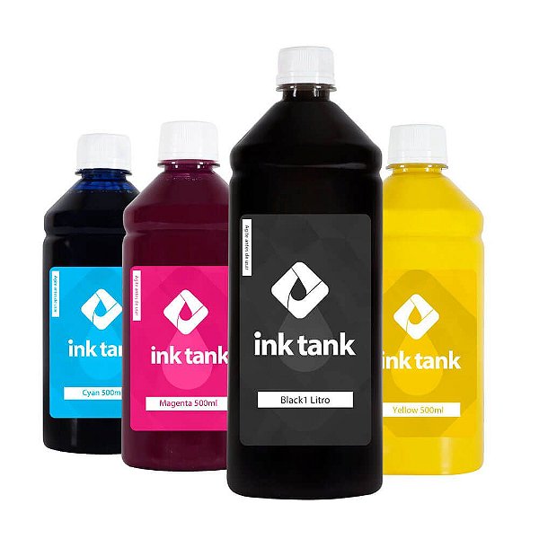 Kit 4 Tintas para Epson L365 Pigmentada Black 1 Litro e Coloridas 500 ml Bulk Ink - Ink Tank
