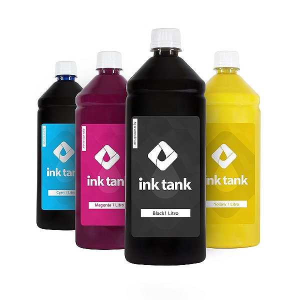 Kit 4 Tintas para Epson L375 Pigmentada Bulk Ink 1 Litro Ink Tank