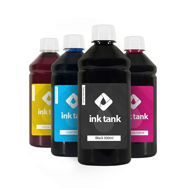 Kit 4 Tintas para Epson T544 Black Pigmentada e Coloridas Corante Bulk Ink 500 ml Ink Tank