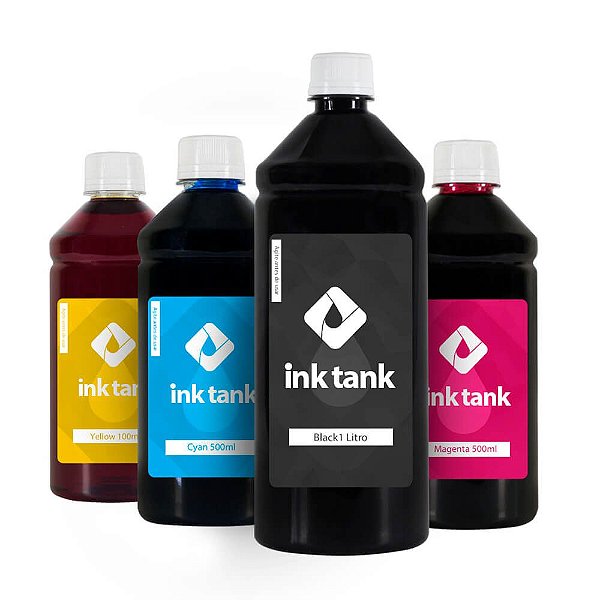 Kit 4 Tintas para Epson L5190 Black Pigmentada 1 Litro e CMY Corante 500 ml Bulk Ink Ink Tank