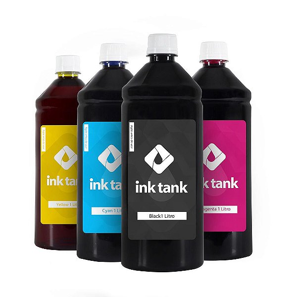 Kit 4 Tintas para HP 122 Black Pigmentada e Colorida Corante Ink Tank 1 Litro - Ink Tank
