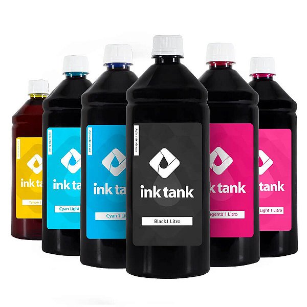 KIT 6 TintaS Corantes para Epson L800 Bulk Ink CMYK + Light 1 Litro - Ink Tank
