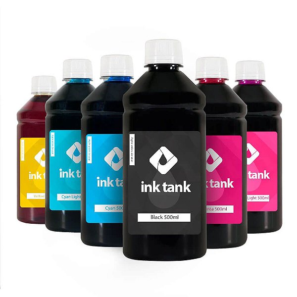 KIT 6 TintaS Corantes para Epson L1800 Bulk Ink CMYK + Light 500 ml - Ink Tank
